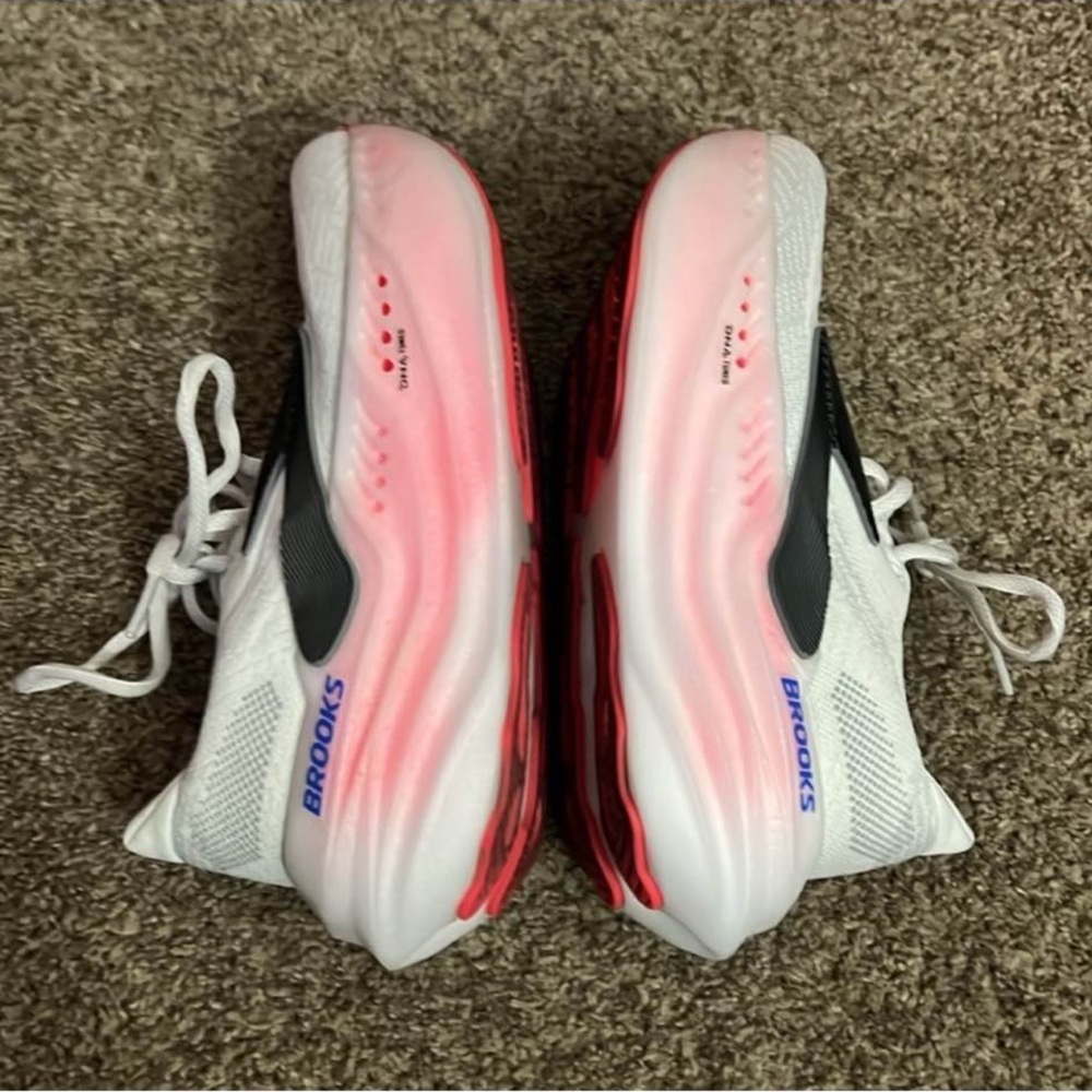 Brooks White and Red Athletic Shoes